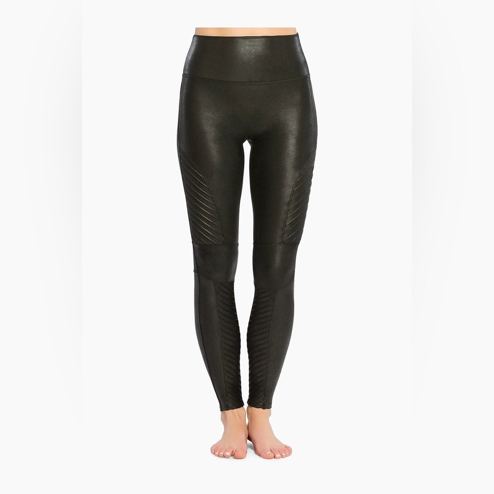SPANX moto Black High-Waist Leggings